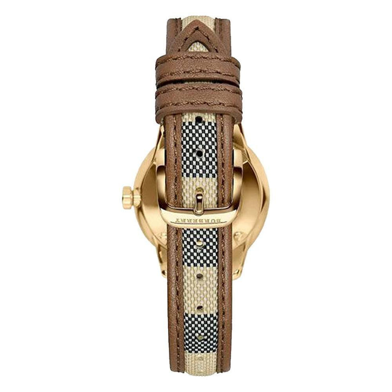 Shop Burberry The Classic Gold Dial Brown Leather Strap Watch for Women - BU10114 in USA
