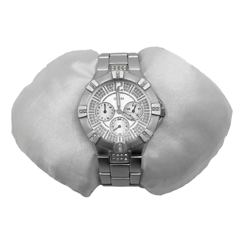 Shop Guess Vista Diamonds Silver Dial Silver Steel Strap Watch for Women - W12080L1 in USA