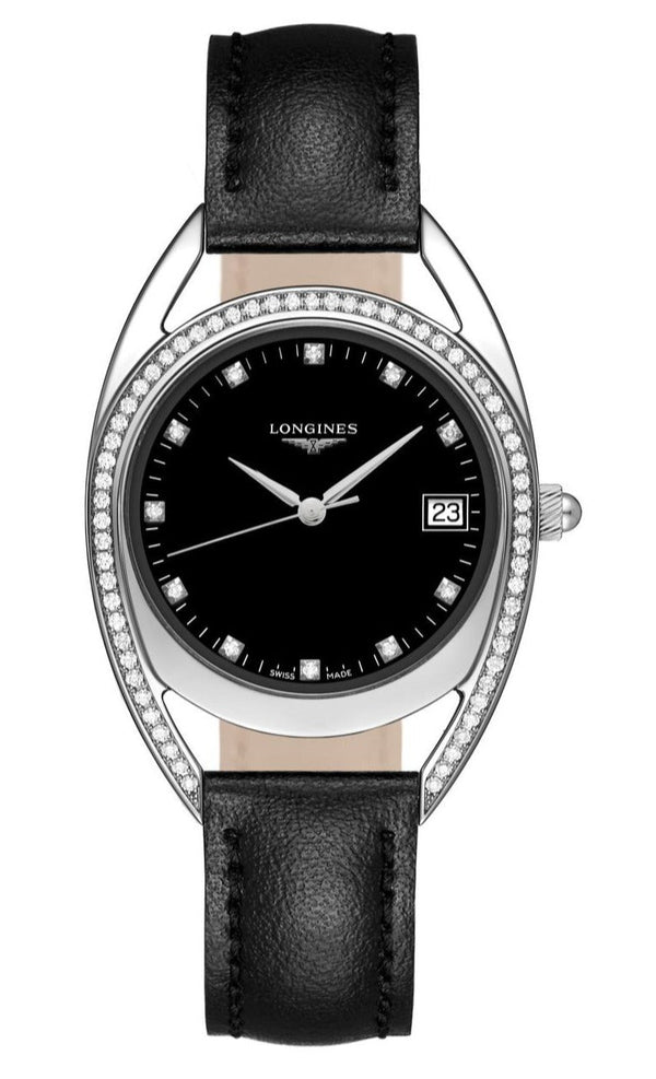 Shop Longines Equestrian Arche Quartz Diamond Black Dial Watch for Women - L6.136.0.57.0 in USA