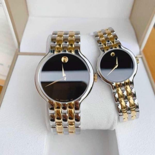 Shop Movado Veturi Quartz Black Dial Two Tone Steel Strap Watch for Women - 0606933 in USA