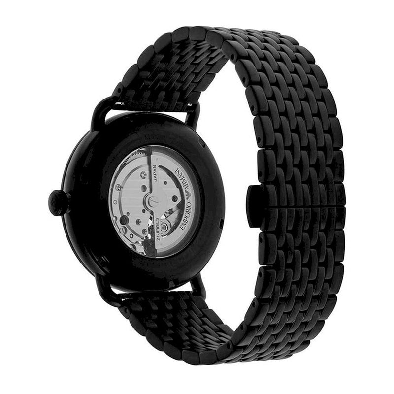 Emporio Armani Automatic Multifunction Black Dial Black Mesh Bracelet Watch For Men - AR60025 Buy Now By Emporio Armani