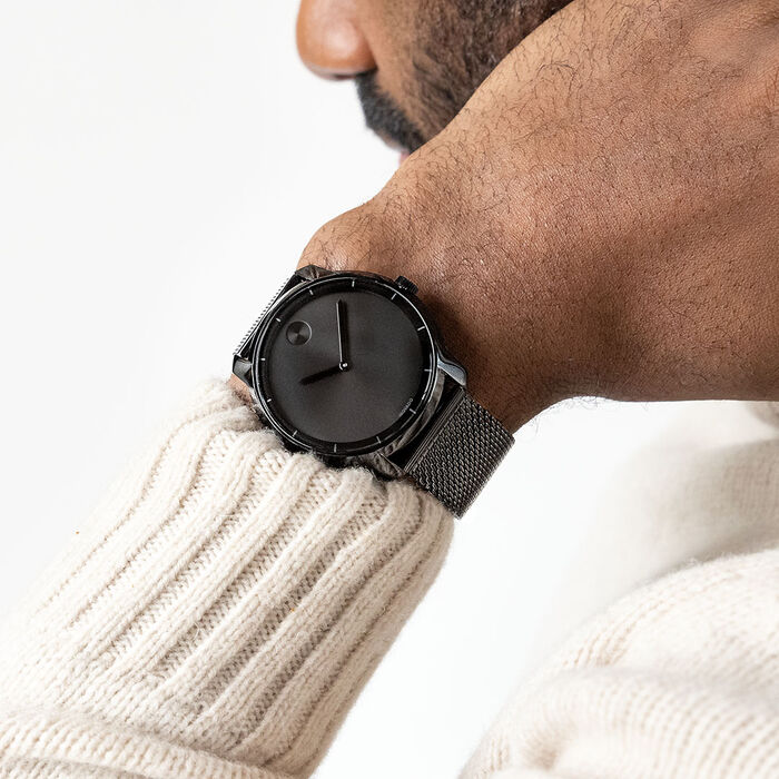 Shop Movado Bold Black Dial Black Mesh Bracelet Watch For Men - 3600261 in USA