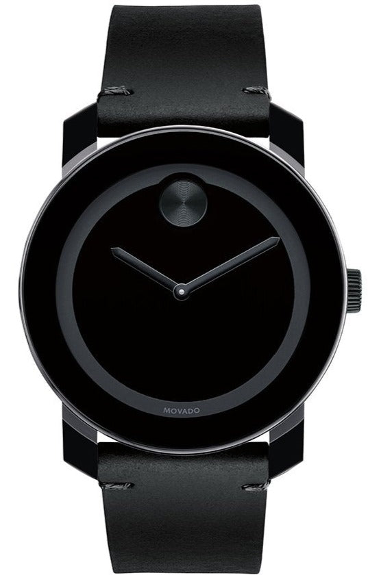 Shop Movado Bold Black Dial Black Leather Strap Watch For Men - 3600306 in USA