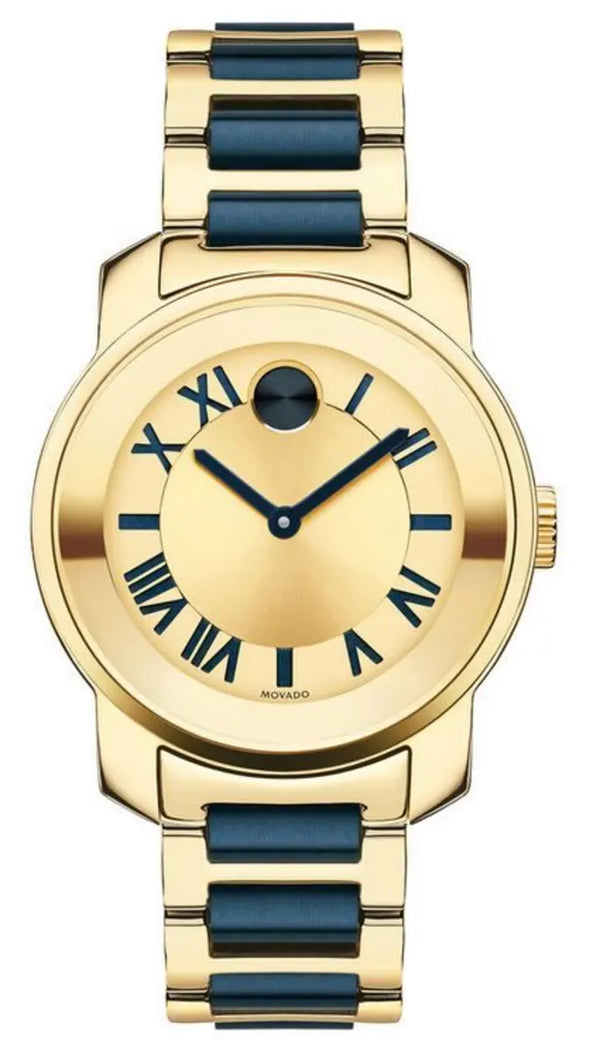 Shop Movado Bold Yellow Gold Dial Two Tone Steel Strap Watch for Women - 3600355 in USA