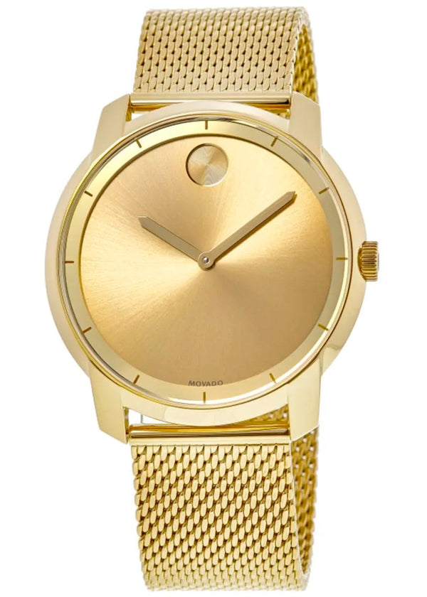Shop Movado Bold Gold Dial Gold Mesh Bracelet Watch For Men - 3600373 in USA