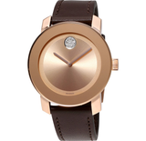 Shop Movado Bold Rose Gold Dial Brown Leather Strap Watch for Men - 3600395 in USA