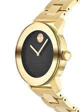 Shop Movado Bold Black Dial Gold Steel Strap Unisex Watch - 3600397 in USA