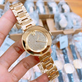 Shop Movado Bold Crystal Pave Rose Gold Dial Rose Gold Steel Strap Watch For Women - 3600493 in USA