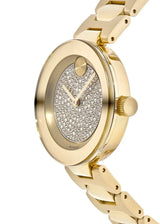 Movado Bold Crystal Gold Dial Gold Steel Strap Watch For Women - 3600492 Buy Now By Movado