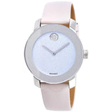 Shop Movado Bold Glitter Silver Dial Pink Leather Strap Watch For Women - 3600522 in USA