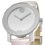 Shop Movado Bold Glitter Silver Dial Pink Leather Strap Watch For Women - 3600522 in USA