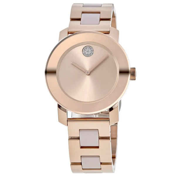 Shop Movado Bold Rose Gold Dial Two Tone Steel Strap Watch for Women - 3600639 in USA