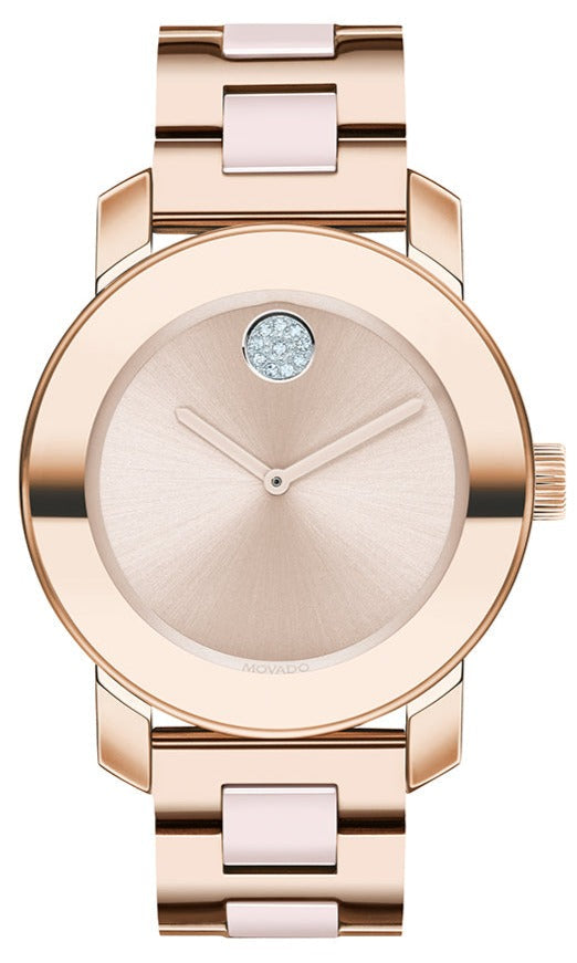 Shop Movado Bold Rose Gold Dial Two Tone Steel Strap Watch for Women - 3600639 in USA