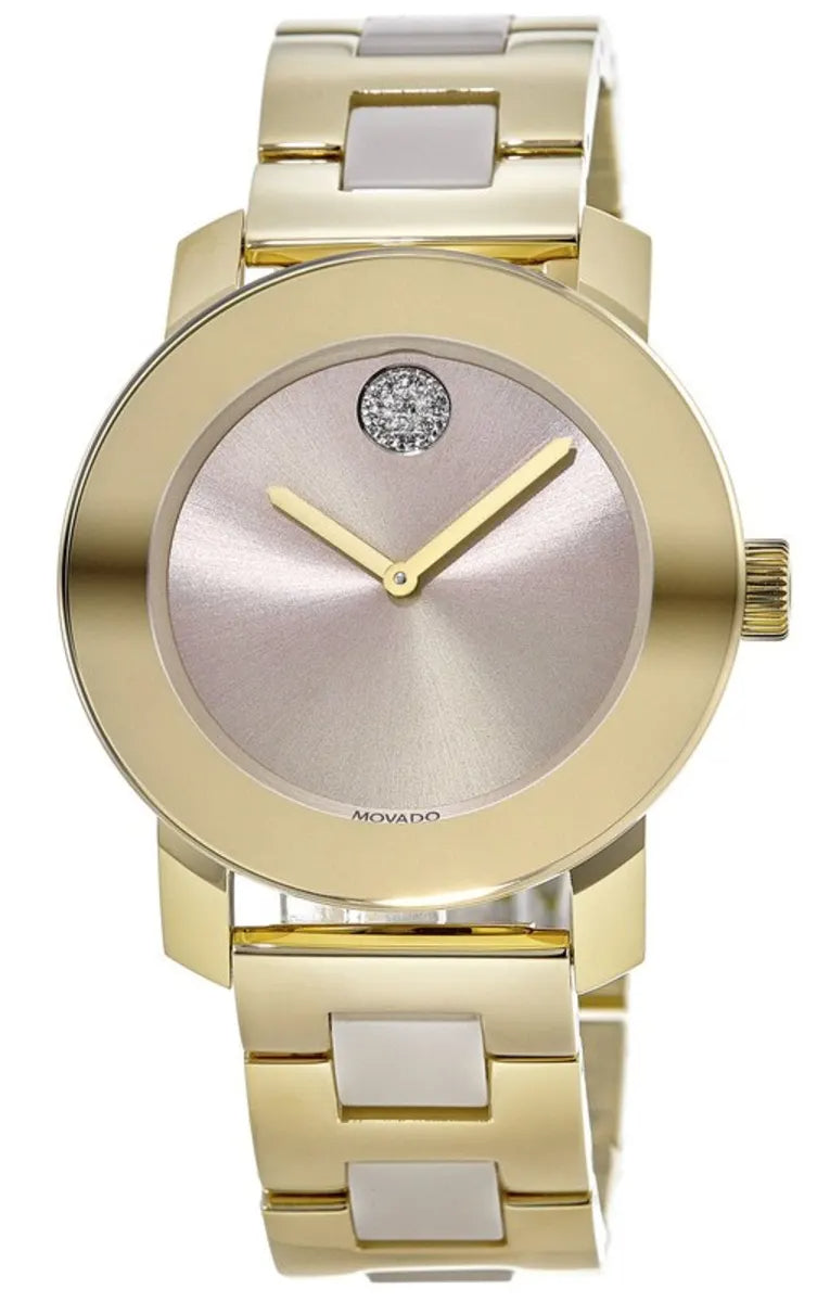 Shop Movado Bold Beige Dial Two Tone Steel Strap Watch For Women - 3600640 in USA