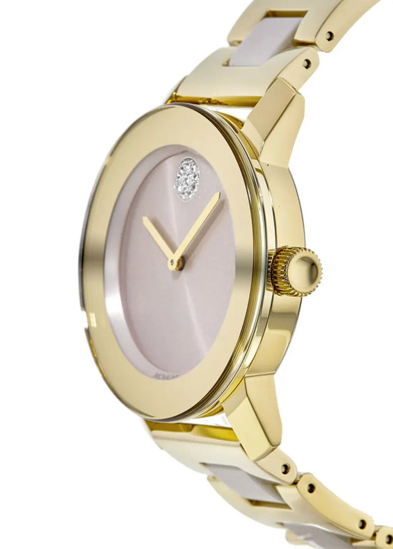 Shop Movado Bold Beige Dial Two Tone Steel Strap Watch For Women - 3600640 in USA