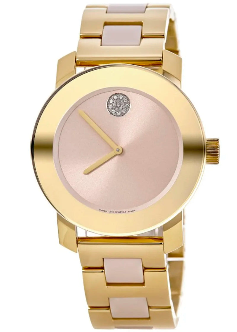 Shop Movado Bold Beige Dial Two Tone Steel Strap Watch For Women - 3600640 in USA