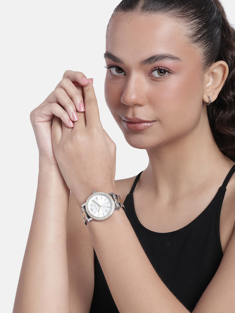 Michael Kors Corey Analog Silver Dial Two Tone Steel Strap Watch for Women - MK7348 Buy Now By Michael Kors