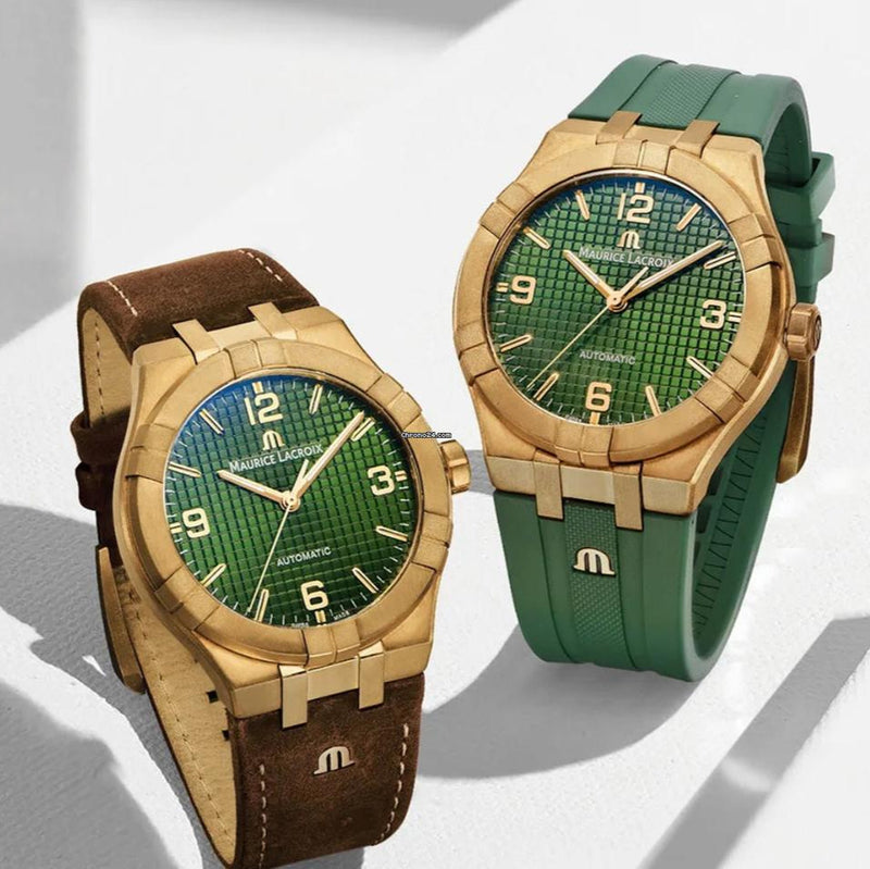 Maurice Lacroix Aikon Automatic Green Dial Brown Leather Strap Watch For Men - AI6008-BRZ0B-630-M Buy Now By Maurice Lacroix