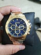 Hugo Boss Ikon Blue Dial Gold Steel Strap Watch for Men - 1513340 Buy Now By Hugo Boss