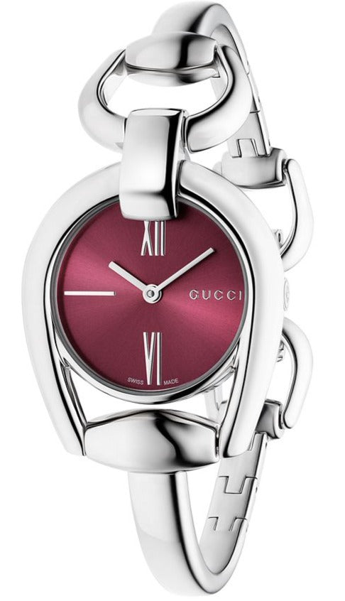 Gucci Horsebit Quartz Red Dial Silver Steel Strap Watch For Women - YA139502 Buy Now By Gucci