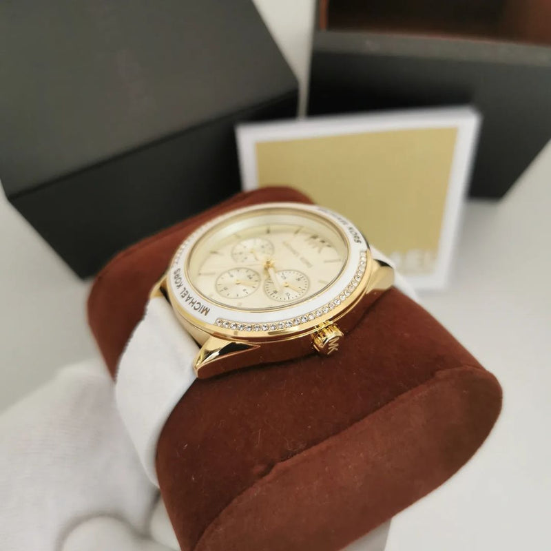 Michael Kors Jessa Quartz Gold Dial White Silicone Strap Watch For Women - MK7267 Buy Now By Michael Kors