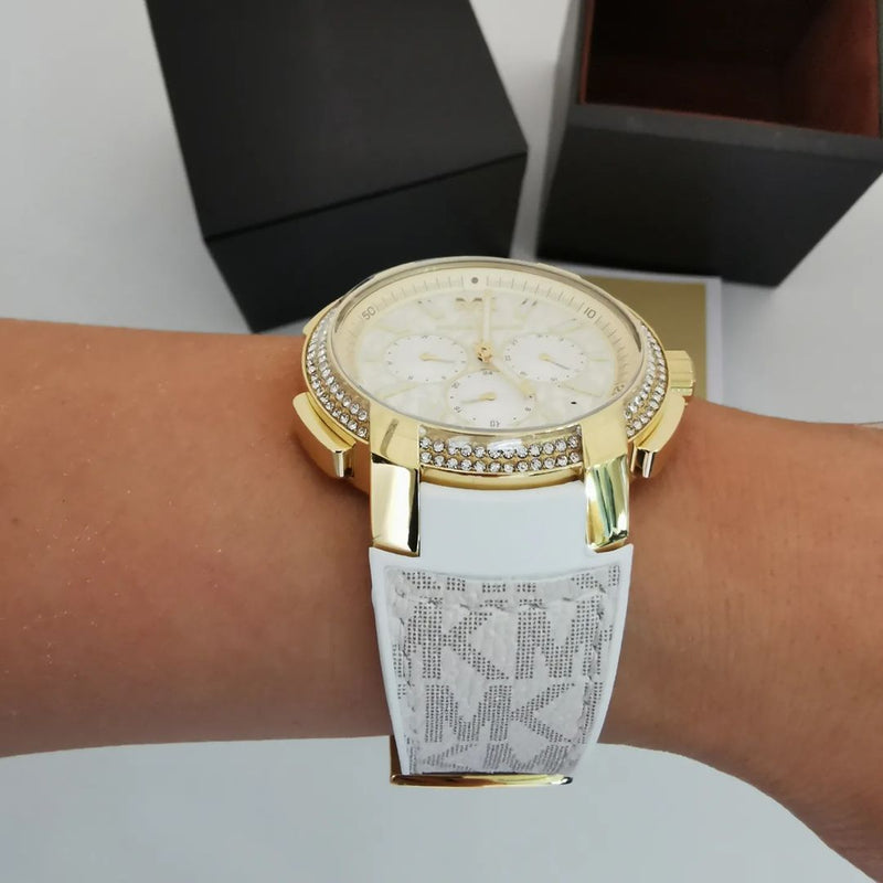 Michael Kors Sydney Quartz White Dial White Leather Strap Watch For Women - MK7221 Buy Now By Michael Kors