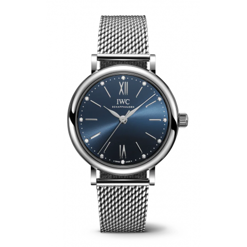 Shop IWC Portofino Automatic Blue Dial Silver Mesh Bracelet Watch for Women - IW357404 in USA