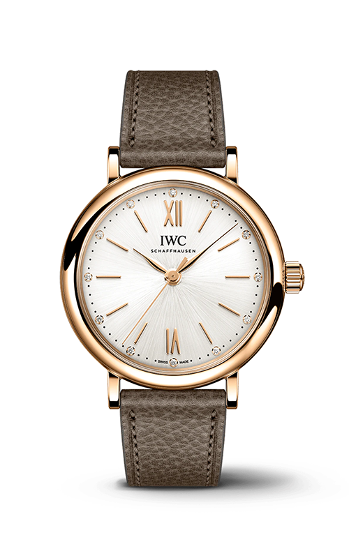 Shop IWC Portofino Automatic Silver Dial Brown Leather Strap Watch for Men - IW357414 in USA