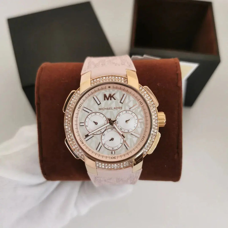 Michael Kors Sidney Multifunction White Dial Pink Silicone Strap Watch For Women - MK7222 Buy Now By Michael Kors