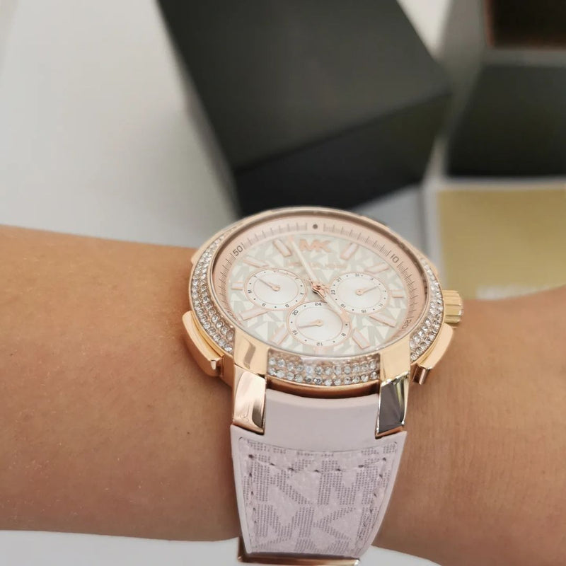Michael Kors Sidney Multifunction White Dial Pink Silicone Strap Watch For Women - MK7222 Buy Now By Michael Kors