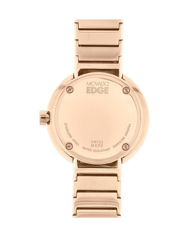 Shop Movado Edge Rose Gold Dial Rose Gold Steel Strap Watch for Women - 3680013 in USA