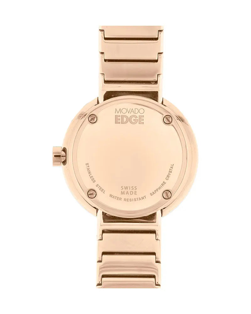 Shop Movado Edge Rose Gold Dial Rose Gold Steel Strap Watch for Women - 3680013 in USA