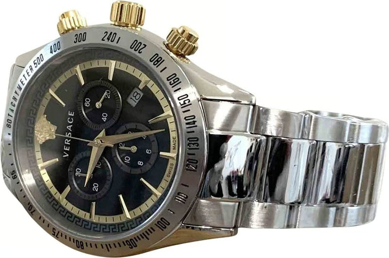 Versace Classic Chronograph Quartz Black Dial Silver Steel Strap Watch For Men - VEV700419 Buy Now By Versace