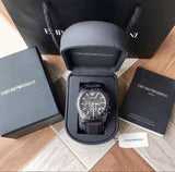 Emporio Armani Sigma Chronograph Black Dial Black Leather Strap Watch For Men - AR6131 Buy Now By Emporio Armani