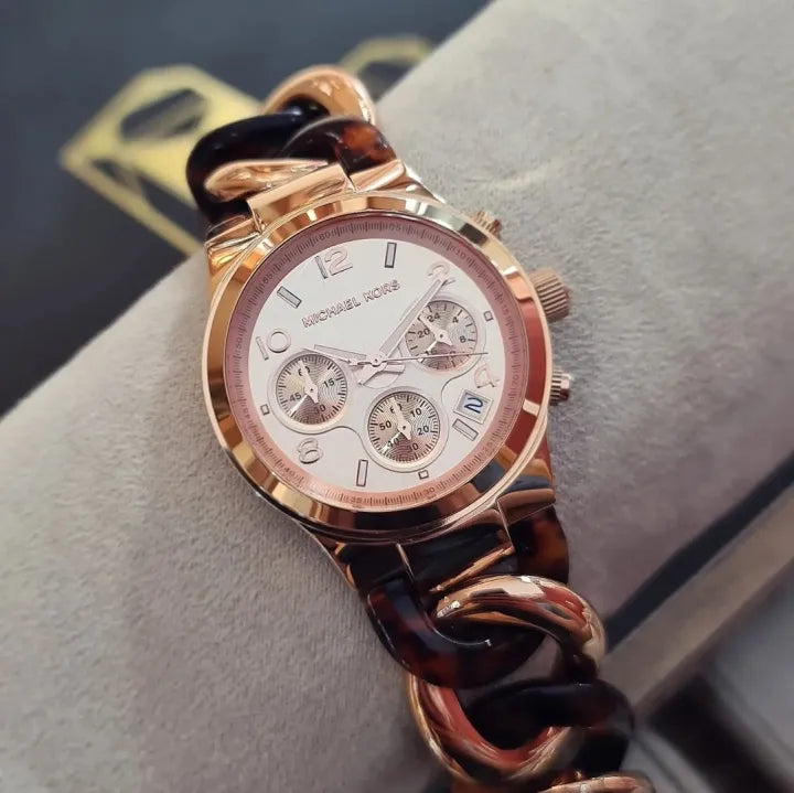 Michael Kors Runway Rose Gold Dial Two Tone Steel Strap Watch for Women - MK4269 Buy Now By Michael Kors