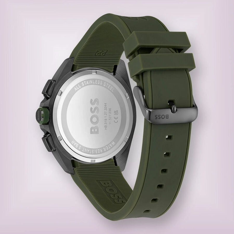 Hugo Boss Volane Chronograph Grey Dial Green Rubber Strap Watch For Men - 1513952 Buy Now By Hugo Boss