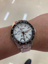 Shop Seiko Presage Sharp Edged Series Automatic GMT Champagne Dial Silver Steel Strap Watch For Men - SPB273J1 in USA