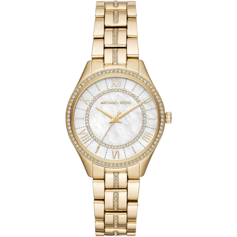 Michael Kors Lauryn Mother of Pearl White Dial Gold Steel Strap Watch for Women - MK3899 Buy Now By Michael Kors