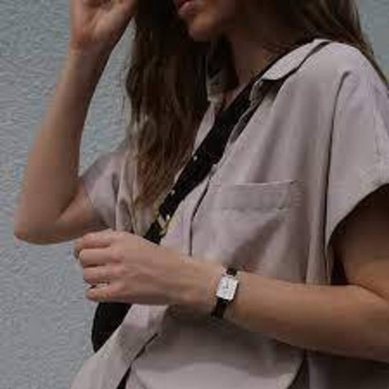 Shop Daniel Wellington Quadro White Dial Black Leather Strap Watch For Women - DW00100434 in USA