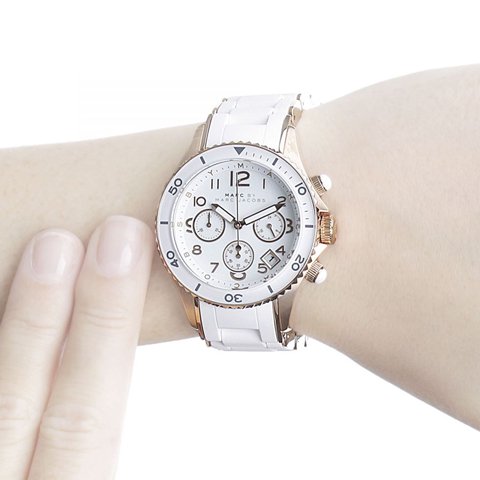 Marc Jacobs Rock Chronograph White Dial White Silicone Strap Watch for Women - MBM2546 Buy Now By Marc Jacobs