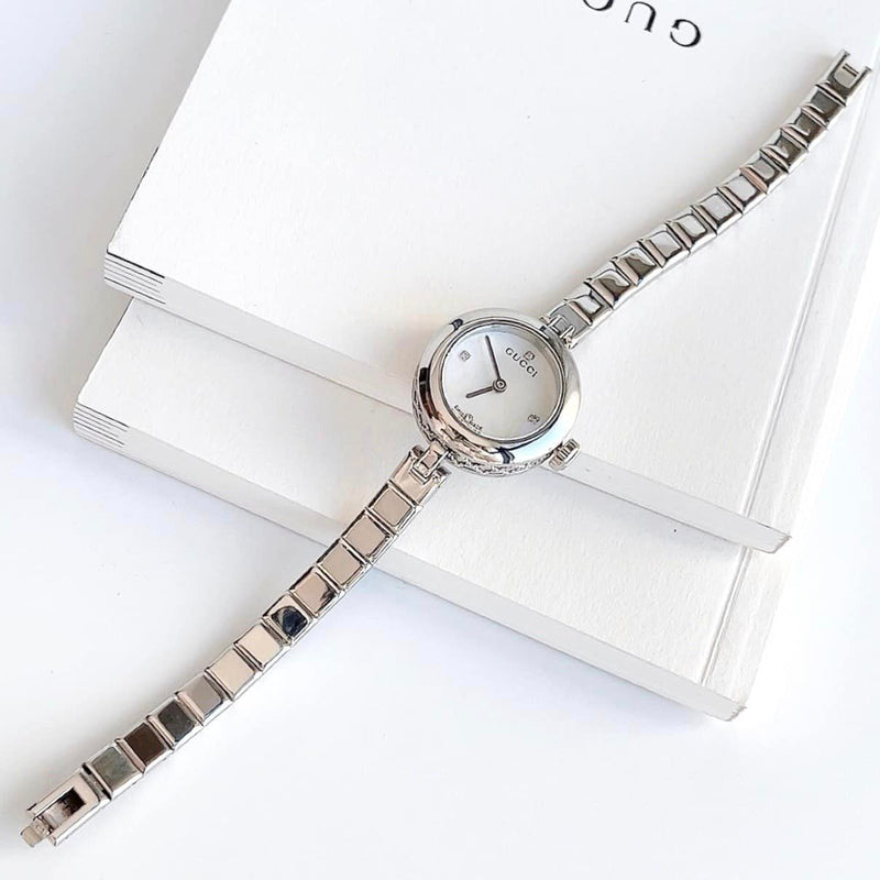 Gucci Diamantissima Quartz Diamonds White Dial Silver Steel Strap Watch For Women - YA141503 Buy Now By Gucci