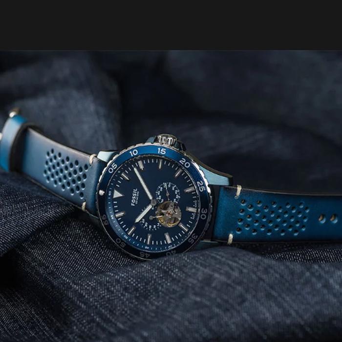 Fossil Crewmaster Sports Automatic Blue Dial Blue Leather Strap Watch for Men - ME3149 Buy Now By Fossil