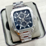 Fossil Inscription Multifunction Black Dial Silver Steel Strap Watch for Men - BQ2655 Buy Now By Fossil