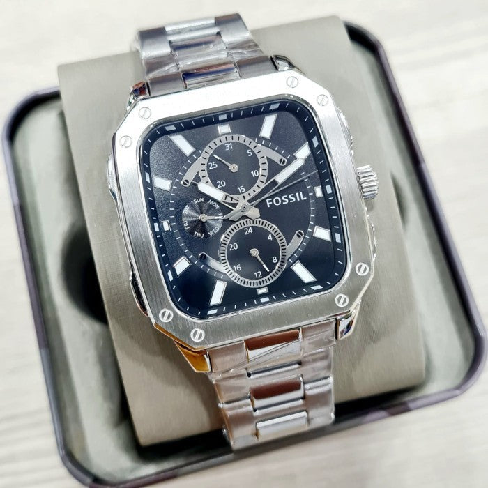 Fossil Inscription Multifunction Black Dial Silver Steel Strap Watch for Men - BQ2655 Buy Now By Fossil