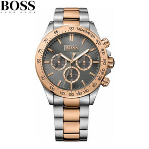 Hugo Boss Ikon Chronograph Grey Dial Two Tone Steel Strap Watch for Men - 1513339