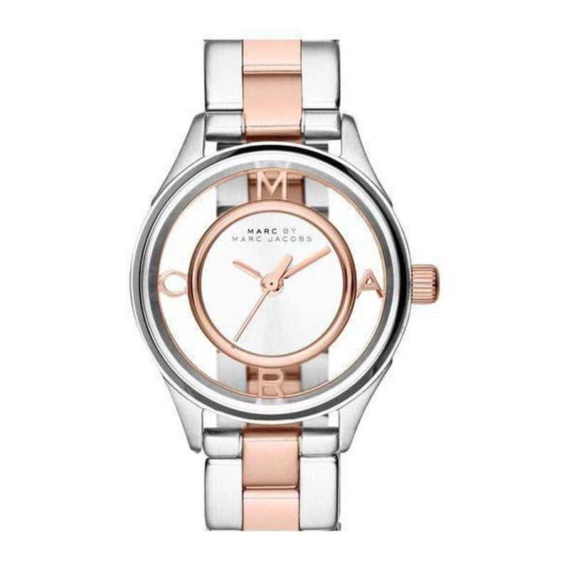 Marc Jacobs Tether Transparent White Dial Two Tone Steel Strap Watch for Women - MBM3418 Buy Now By Marc Jacobs