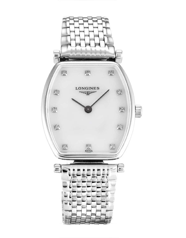 Shop Longines La Grande Classique de Longines Tonneau White Dial Silver Steel Strap Watch for Women - L4.205.4.87.6 in USA