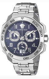 Shop Versace Dylos Chronograph Blue Dial Silver Steel Strap Watch for Men - VQC090016 in USA