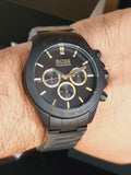 Hugo Boss Ikon Chronograph Black Dial Black Steel Strap Watch for Men - 1513278