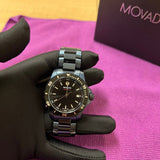 Movado Series 800 Black Dial Blue Ion Plated Steel Strap Watch for Men - 2600139